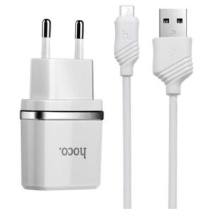 Сетевое зарядное устройство hoco. C11 Smart + кабель microUSB, Global, белый