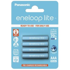 Аккумулятор Ni-Mh 550 мА·ч 1.2 В Panasonic eneloop lite AAA, в упаковке: 4 шт.