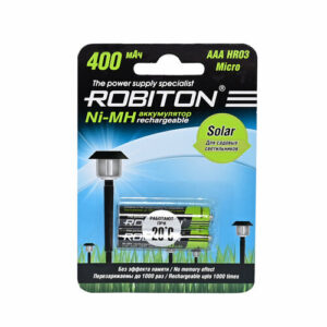 Аккумулятор Ni-Mh 400 мА·ч 1.2 В ROBITON Solar AAA HR03 Micro 400, в упаковке: 2 шт.