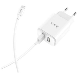 Сетевое зарядное устройство hoco. C62A + кабель microUSB, EU, white