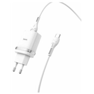 Сетевое зарядное устройство hoco. C12Q Smart + кабель USB Type-C, EU, белый