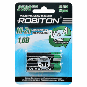 Аккумулятор Ni-Zn 1500 мА·ч 1.6 В ROBITON AA ZR6 Mignon 1500, в упаковке: 2 шт.