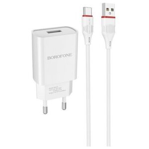 Сетевое зарядное устройство Borofone BA20A Sharp + кабель USB Type-C, Global, white