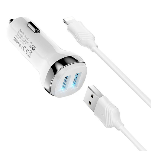 Автомобильное зарядное устройство Hoco Z40, 2 USB - 2.4 А, белый