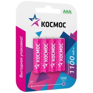 Аккумулятор Ni-Mh 1100 мА·ч 1.2 В КОСМОС R03NIMH 1100MAH, в упаковке: 4 шт.