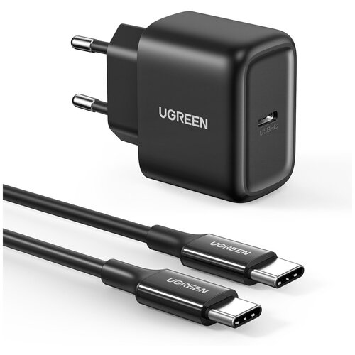 Сетевое зарядное устройство Ugreen CD250 1 х USB C 25W Кабель Type-C to Type-C 2m Black(50581)