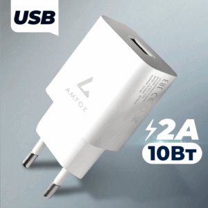 Зарядка для телефона, AMFOX, AH-45, 2.1A, 10,5 Вт, сетевое зарядное устройство для Android, блок питания на Iphone, переходник, адаптер, белый