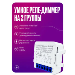 Умное реле - диммер WIFI, контреллер на 2 канала, работает С нулем, умный дом