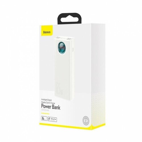 Внешний аккумулятор Baseus Amblight Digital Display Fast Charge 30000 mAh Белый (PPLG000102)(Кабель Type-C - Type-C 100W(20V/5A) 1m)