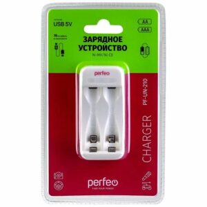 Perfeo, зарядное устройство PF-UN-210 Ni-MH/CD, 5V, 2 слота, AA/AAA
