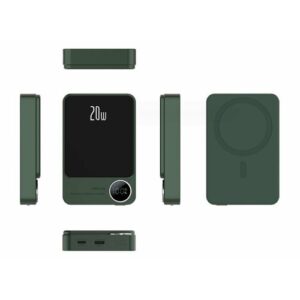 Внешний магнитный аккумулятор MagSafe/ Power bank/ Магнитная быстрая зарядка/ Повер банк 10000 мАч 20W/ Зарядное устройство для смартфона, Зеленый