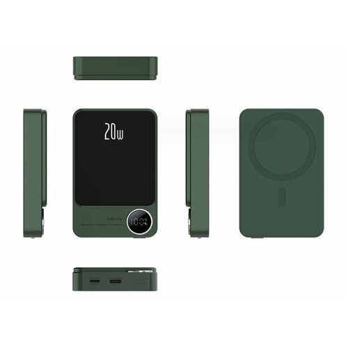Внешний магнитный аккумулятор MagSafe/ Power bank/ Магнитная быстрая зарядка/ Повер банк 10000 мАч 20W/ Зарядное устройство для смартфона, Зеленый