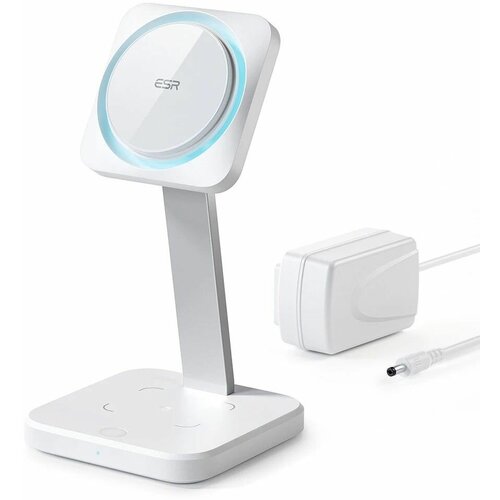 Беспроводное зарядное устройство ESR HaloLock 2 в 1 MagSafe CryoBoost для iPhone и Airpods, EU вилка - белое