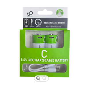 Аккумуляторные батарейки тип С 1,5 V 5000 mWh с USB type-C зарядным кабелем, 2 штуки.