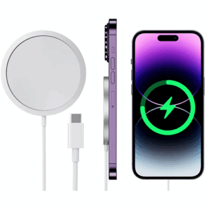 Беспроводное зарядное устройство для iPhone 16 15 14 13 12 11 XS XR X / Магнитная зарядка MagSafe с Qi технологией / Магсейф для айфона 15W