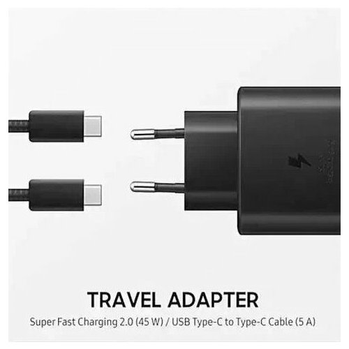 Зарядное устройство, Адаптер 45 ВтКабель USB Type-C=Type-CСовместим с SamsungAndroidчерныйупаковка ТЕХ. ПАК