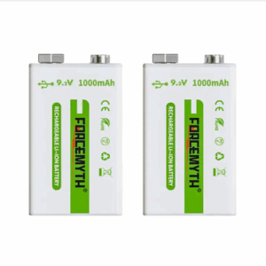 Аккумулятор Крона 9,2 V li-ion 6f22 1000mAh (2 шт.) в пластиковом кейсе с зарядкой type-c - usb.