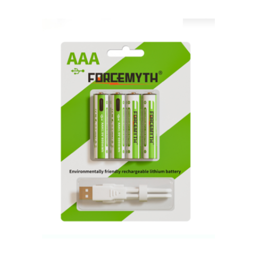 Аккумуляторные батарейки AAA 1,5V 600 mWh( 4 шт.) с USB кабелем.