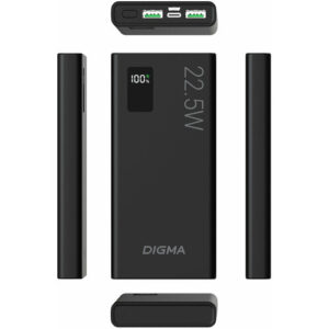 Мобильный аккумулятор Digma DGPF10A 10000mAh QC3.0/PD3.0 22.5W 5A 2xUSB-A/USB-C черный (DGPF10A22PBK)