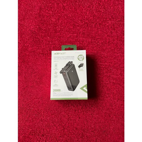 Портативный аккумулятор ACEFAST M4, 20000 mAh with 100W USB-C Charging Data Cable, чёрный