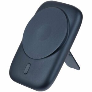 Беспроводная зарядка power bank магнитный аккумулятор для смартфона и часов Feel Motion, 5000 мАч, темно-синий подарок на 23 февраля 14 февраля мужчине парню папе