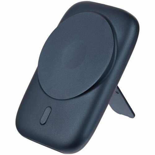 Беспроводная зарядка power bank магнитный аккумулятор для смартфона и часов Feel Motion, 5000 мАч, темно-синий подарок на 23 февраля 14 февраля мужчине парню папе