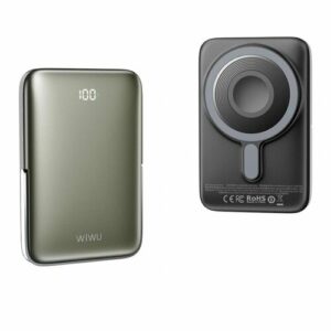 Внешний аккумулятор с беспроводной зарядкой MagSafe 10000mAh / Wiwu Wi-P018 / Черный
