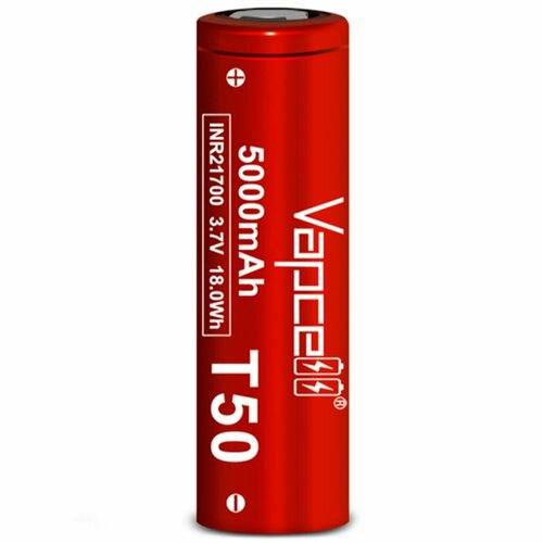 Аккумулятор Vapcell T50 21700 5000 mAh 20/35A (Комплект 4 элемента) белый/красный