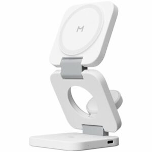 Беспроводное зарядное устройство Magssory WCH013W 22Вт Flex 3 в 1 для Apple, с магнитами, MagSafe, белый