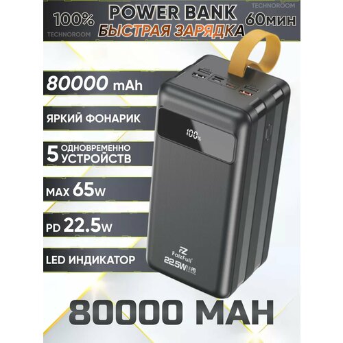 Повербанк 80000mah внешний аккумулятор с быстрой зарядкой, турбо