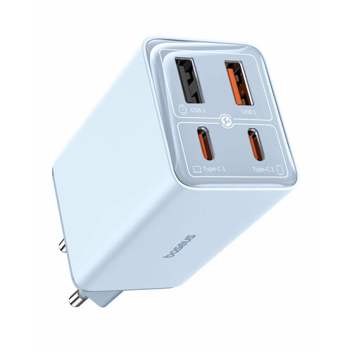 Сетевое зарядное устройство Baseus GaN6 Pro Fast Charger 2C+2U 65W EU Galaxy Blue(With Mini White Cable Type-C to Type-C 100W 1m Galaxy Blue) (P10162701313-00)