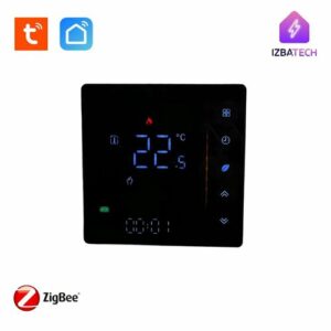 Умный терморегулятор для водяного тёплого пола и бойлера, сенсорный Zigbee термостат на 5А с ЖК экраном, черный