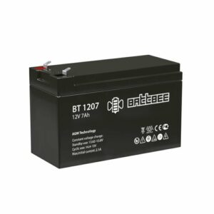 Аккумуляторная батарея BATTBEE (DELTA) BT 1207 12В/7Ач (V/Ah) F1. Разработана для пожарно-охранного, кассового, переносного оборудования, эхолотов, ИБП. Срок службы: 3 года
