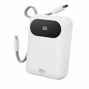 Внешний аккумулятор карманный ROCK Y11 Mini Series Power Bank with Cable 20000mAh 35w белый