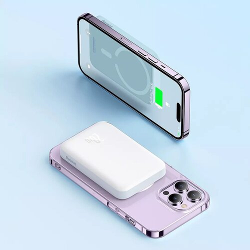 Внешний аккумулятор с поддержкой беспроводной зарядки Xiaomi Baseus Magnetic Wireless Charging Power Bank 5000 mAh 20W Blue (PPCXM05)