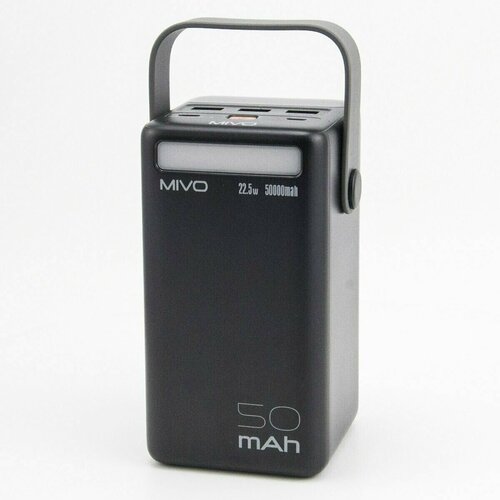 Внешний мощный аккумулятор Power Bank Mivo MB-500Q 50000 mAh с быстрой зарядкой и фонарем / 22.5W / PD3.0+QC3.0 /3хUSB /Type-C