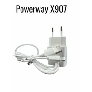 Зарядное устройство Powerway X907, с кабелем Lightning (для iPhone), белое