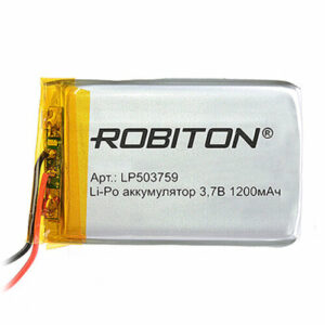 Аккумулятор Li-Pol Robiton LP503759 литий-полимерный 3.7 В плоский 1200 мАч размер 5х37х59 мм с защитной платой