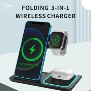 Беспроводное зарядное устройство / Зapядка / Док станция 3в1 для iPhone / Быстрая зарядка / черный