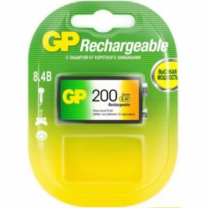 Аккумулятор GP 9V/6HR61 "Крона" (8.4 В, 200 mAh) NiMH (блистер, 1шт.) (20R8H), 10 уп.