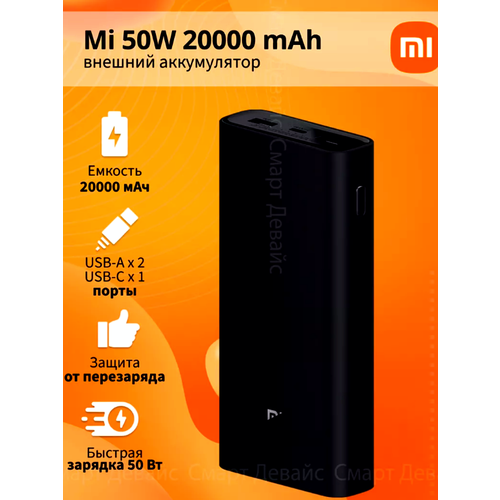 Аккумулятор внешний Mi 50W Power Bank 20000 (BHR5121GL)