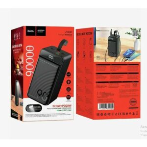 Внешний аккумулятор Power Bank Hoco J123D, 90000 mAh, с быстрой зарядкой 22,5W, Type-C, Lightning c LED фонарем, черный