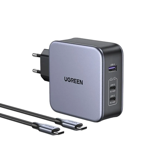Сетевое зарядное устройство Ugreen CD289 2C+U 140W EU GaN Tech Fast Charger c кабелем 1.5м (90549) черный