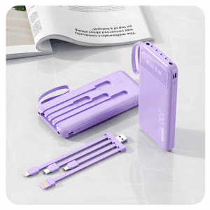Портативный аккумулятор Changwei YM-488S, 20000 mAh, 10 Вт, со кабелями в комплекте, цифровой дисплей, фиолетовый