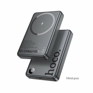 Магнитный аккумулятор с беспроводной зарядкой Hoco Clever, 10000 mAh, Qi15W/Magsafe/PD20W, Metal Grey