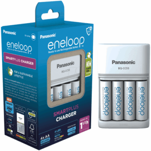 Зарядное устройство Panasonic Eneloop K-KJ55MCD40E SmartPlus Charger + 4 аккумулятора Eneeloop BK-4MCDE, АА, 2000мАч