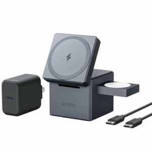 Беспроводное зарядное устройство Anker Cube с поддержкой MagSafe и функцией 3-в-1