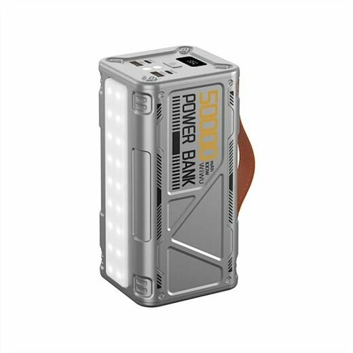 Внешний аккумулятор WIWU Armor Power Bank 50000 mAh, 100W, PD+QC+Fast Charger, серебристый