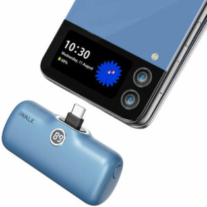 Портативный внешний аккумулятор Power Bank Type-C для Android, iPhone 15/16 iWALK 4800 mAh, пауэрбанк мини, голубой
