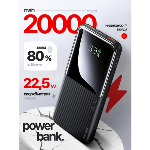 Повербанк Remax 20000mAh с быстрой зарядкой, Внешний аккумулятор